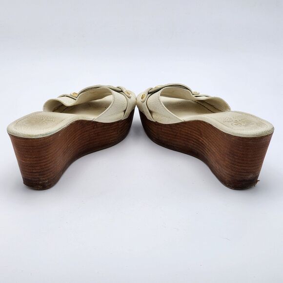 Tory Burch Selma White Leather Wedge Slides Sandals Size 10 - Picture 5 of 12